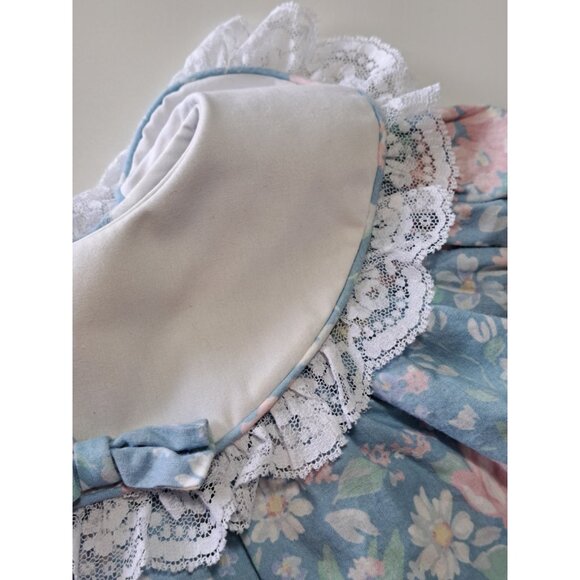 Vtg Bryan Baby Girl 6-9 Months Floral Tiered Dress Pastel Lace Bow Collar 2 Pc - Picture 5 of 13